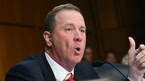 Missouri Senator Eric Schmitt grilled former Special Counsel Jack Smith about allegedly visiting Atlanta in February 2024 during a Senate Judiciary Committee hearing on Capitol Hill in Washington, DC, on September 29, 2026 before being called out for his mix-up.