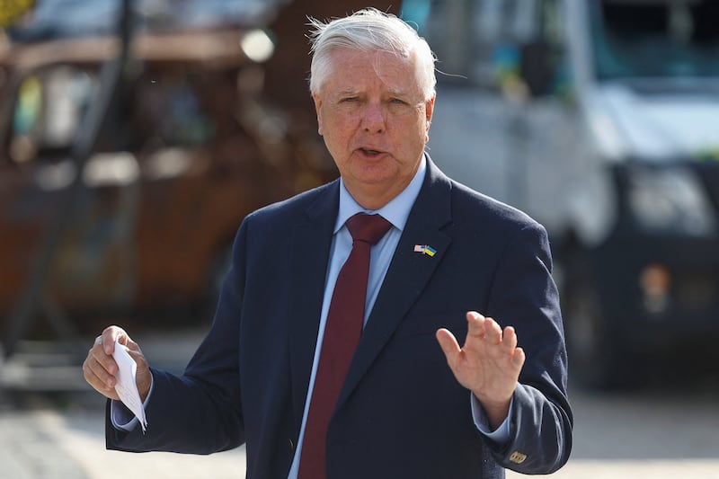 U.S. Senator Lindsey Graham (R-SC) speaks to the media after his meeting with Ukraine's President Volodymyr Zelenskiy, amid Russia's attack on Ukraine, in Kyiv, Ukraine July 10, 2026.
