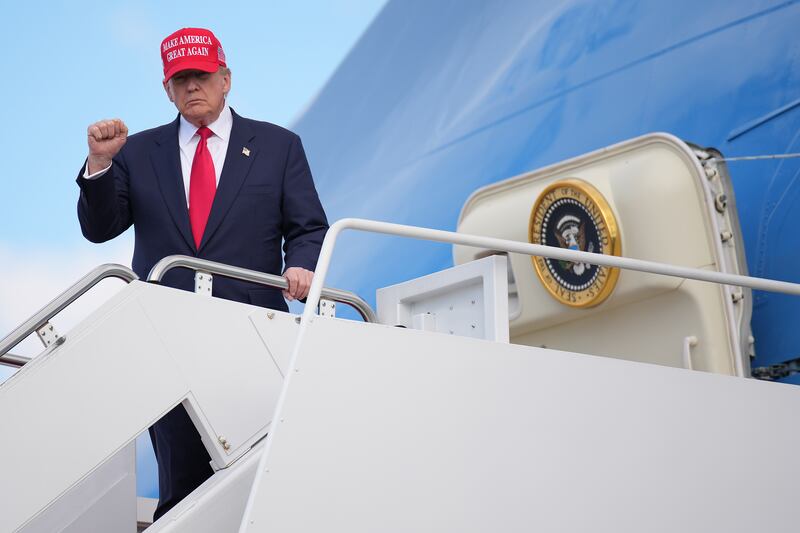 JOINT BASE ANDREWS, MARYLAND - OCTOBER 30: U.S. President Donald Trump departs Air Force One on October 30, 2025 at Joint Base Andrews, Maryland. Trump is returning to Washington following a high-stakes meeting with Chinese President Xi Jinping, alongside securing trade deals with ASEAN, Japanese and South Korean partners on his week-long Asian tour. (Photo by Andrew Harnik/Getty Images)