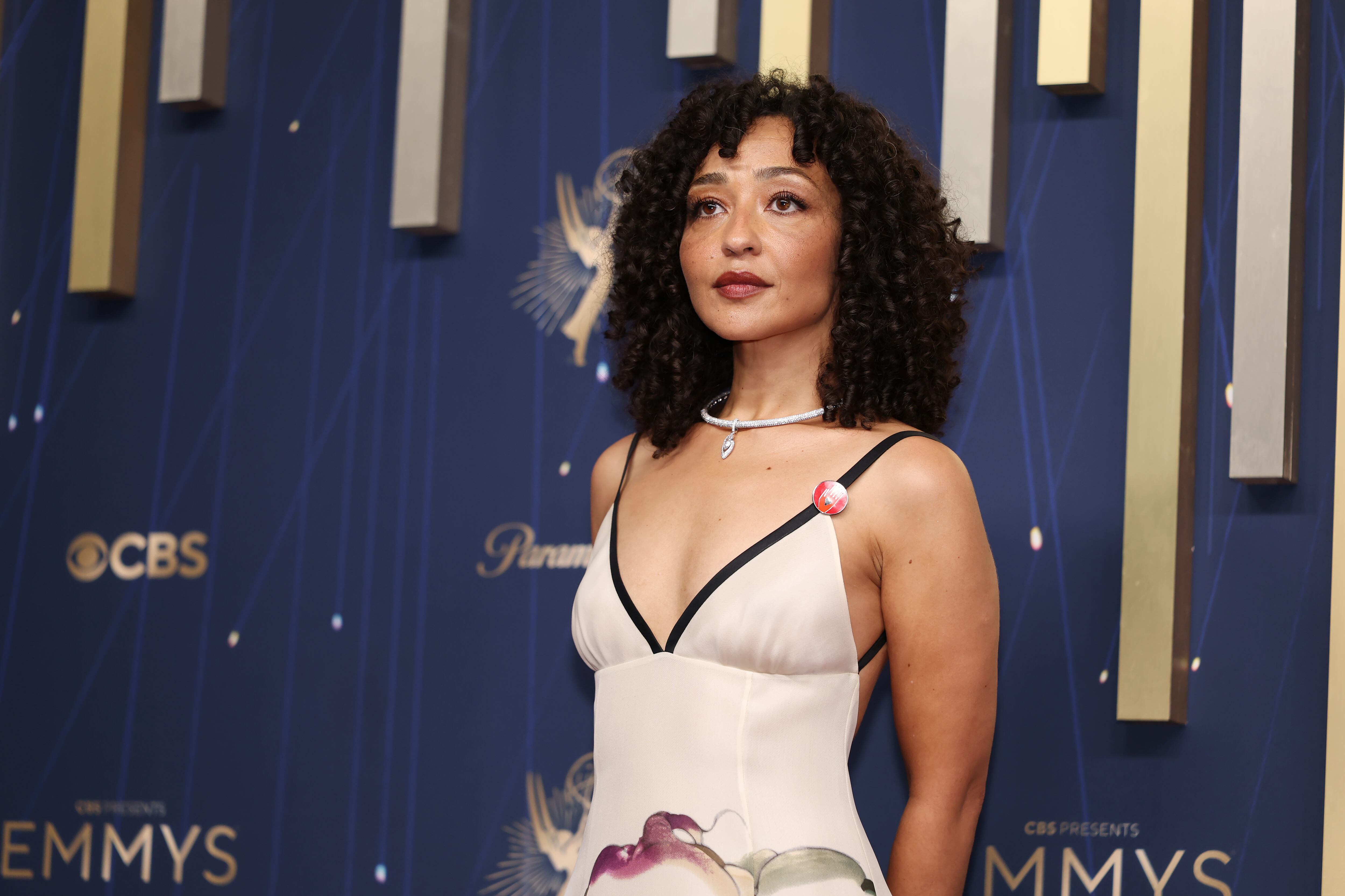 Los Angeles, CA September 14, 2025 Ruth Negga on the red carpet at the 77th Primetime Emmy Awards at the Peacock Theater in Los Angeles, CA, Sunday, Sept. 14, 2025. (Allen J. Schaben / Los Angeles Times via Getty Images)
