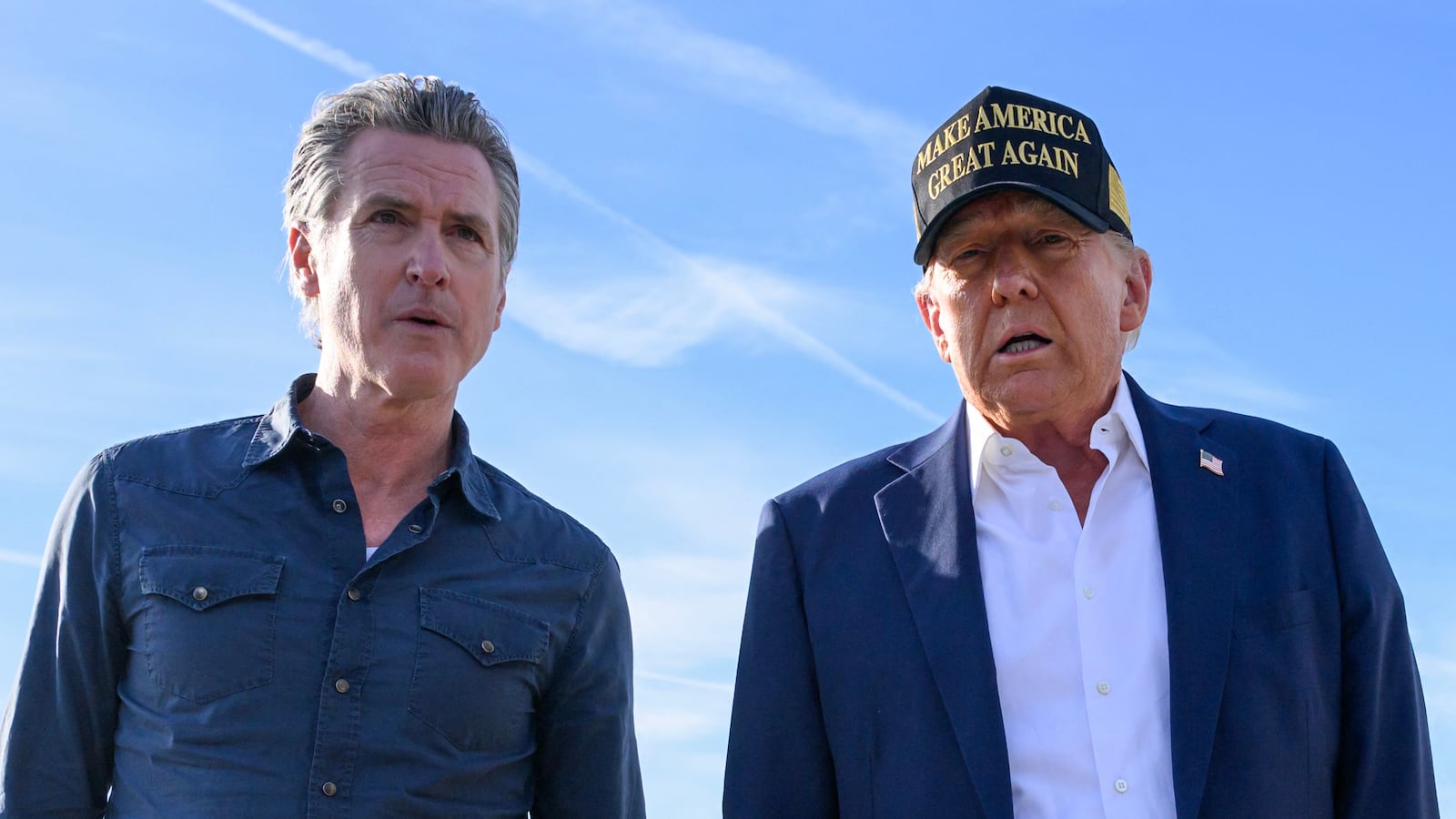 Donald Trump, Melania Trump and Gavin Newsom