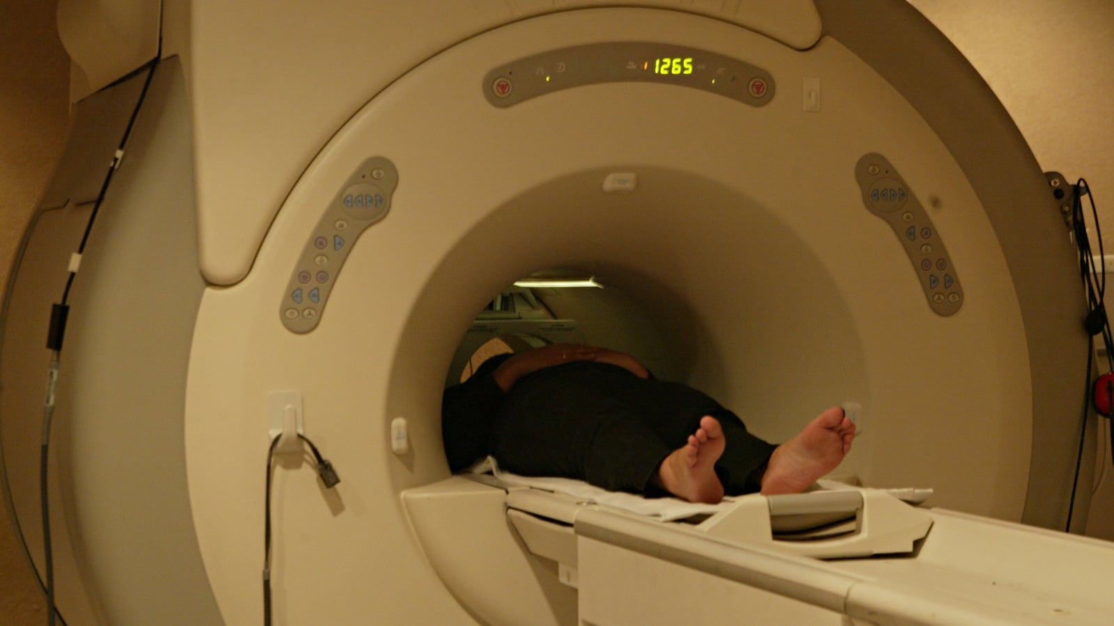 A patient undergoes an MRI scan.