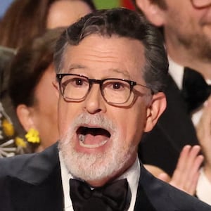 Stephen Colbert and cast and crew accept the award for Outstanding Variety Series for "The Late Show with Stephen Colbert" during the 78th Primetime Emmy Awards in Los Angeles, California, U.S., September 14, 2026. REUTERS/Mario Anzuoni