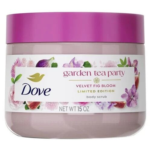 Dove's Garden Tea Party Collection limited edition Velvet Fig Bloom body scrub