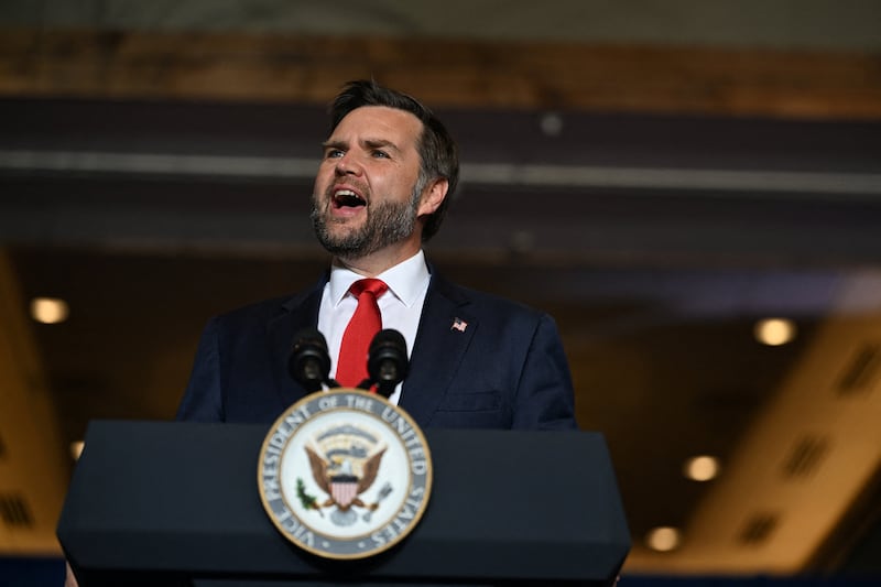 Vice President JD Vance delivers remarks at a rally aimed at boosting local Republican candidates, including Eric Flores in Texas' 34th Congressional District, at Harlingen Convention Center, in Harlingen, Texas, September 30, 2026.