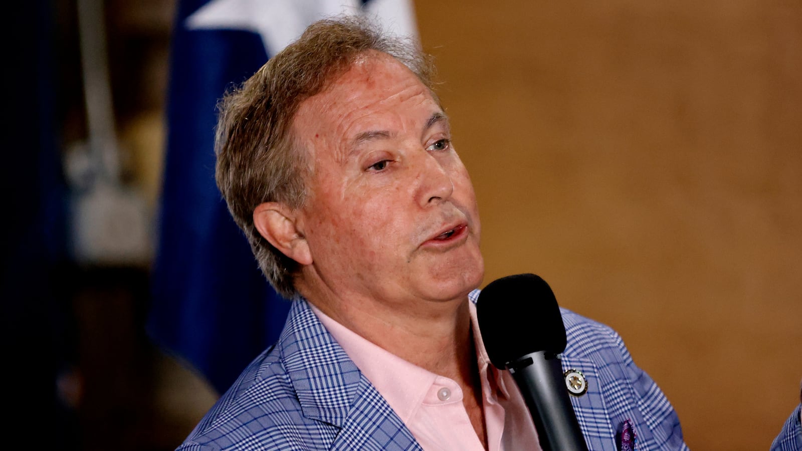 Pepublican US Senate candidate Ken Paxton speaks to supporters at a campaign stop on May 15, 2026 in Little Elm, Texas. Paxton and incumbent John Cornyn are set for a run off later in May.