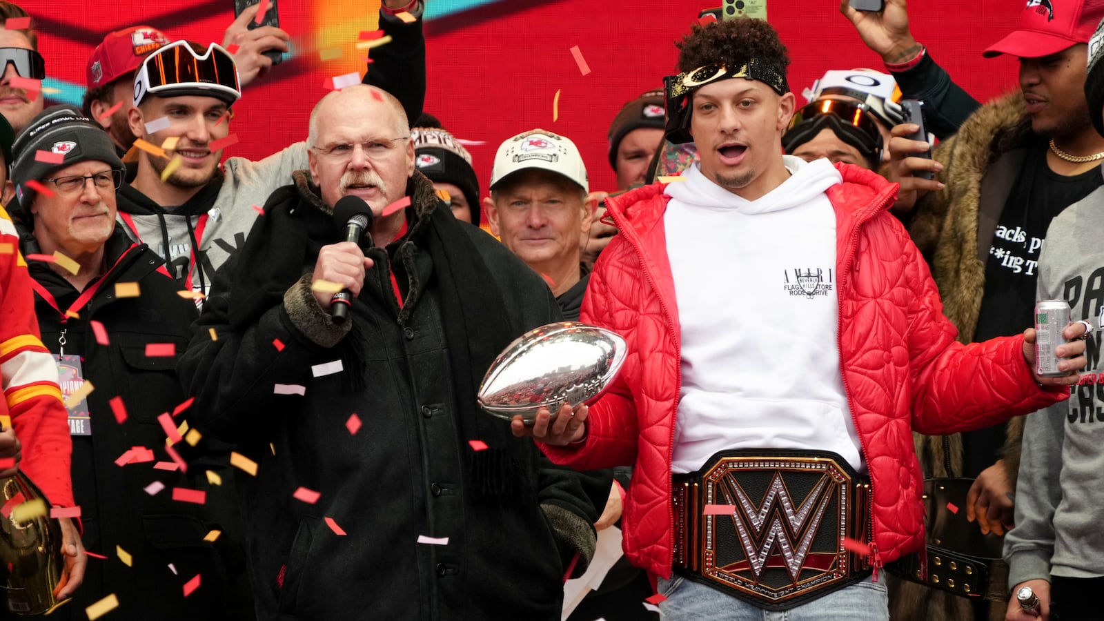 Head coach Andy Reid and Patrick Mahomes.