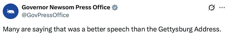 Gavin Newsom trolls Donald Trump on X after his address to the nation.