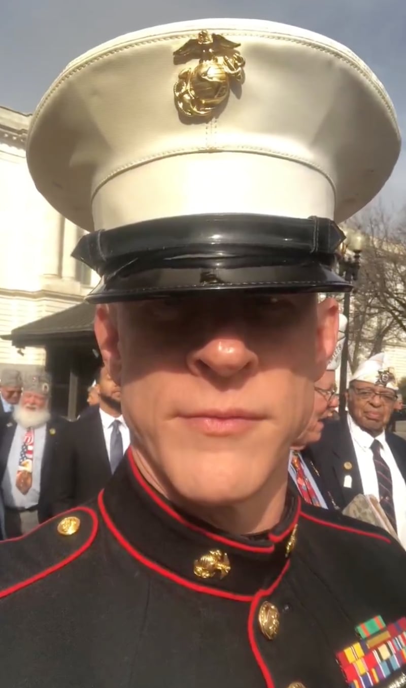 Brian McGinnis had gone to the Capitol to say his piece about the Iran War.