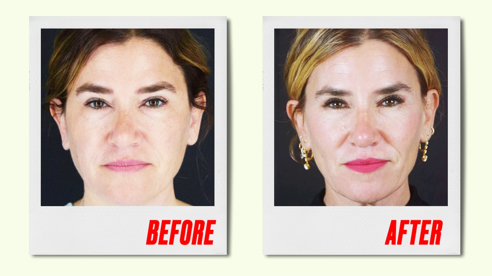 A photo illustration of Sarmela Sunder before and after for Looker.