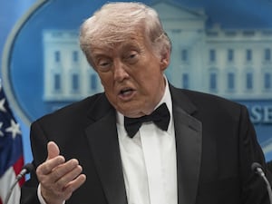 Donald Trump holds a press conference at the White House in Washington, DC, shortly after a shooting incident at the White House Correspondents' Dinner on April 25, 2026.