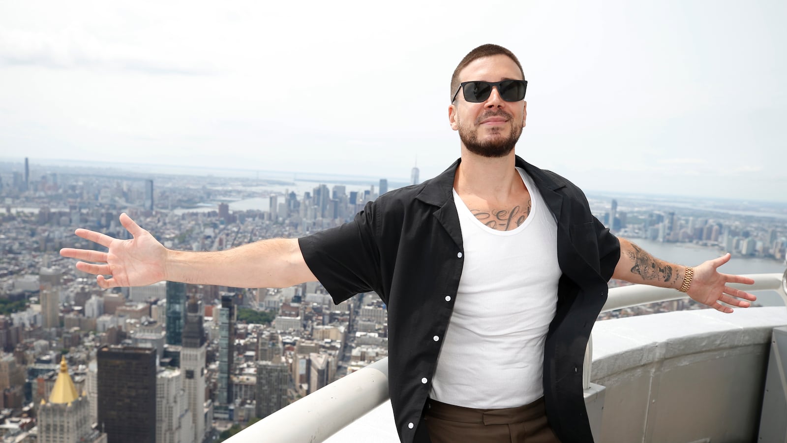 NEW YORK, NEW YORK - AUGUST 03: <<enter caption here>>visits The Empire State Building on August 03, 2023 in New York City. (Photo by John Lamparski/Getty Images for Empire State Realty Trust)