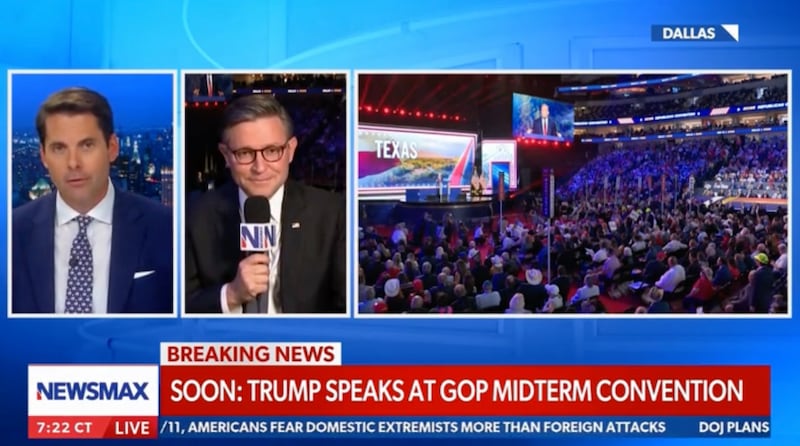 Newsmax shows empty seats in the upper section at Trump's convention.