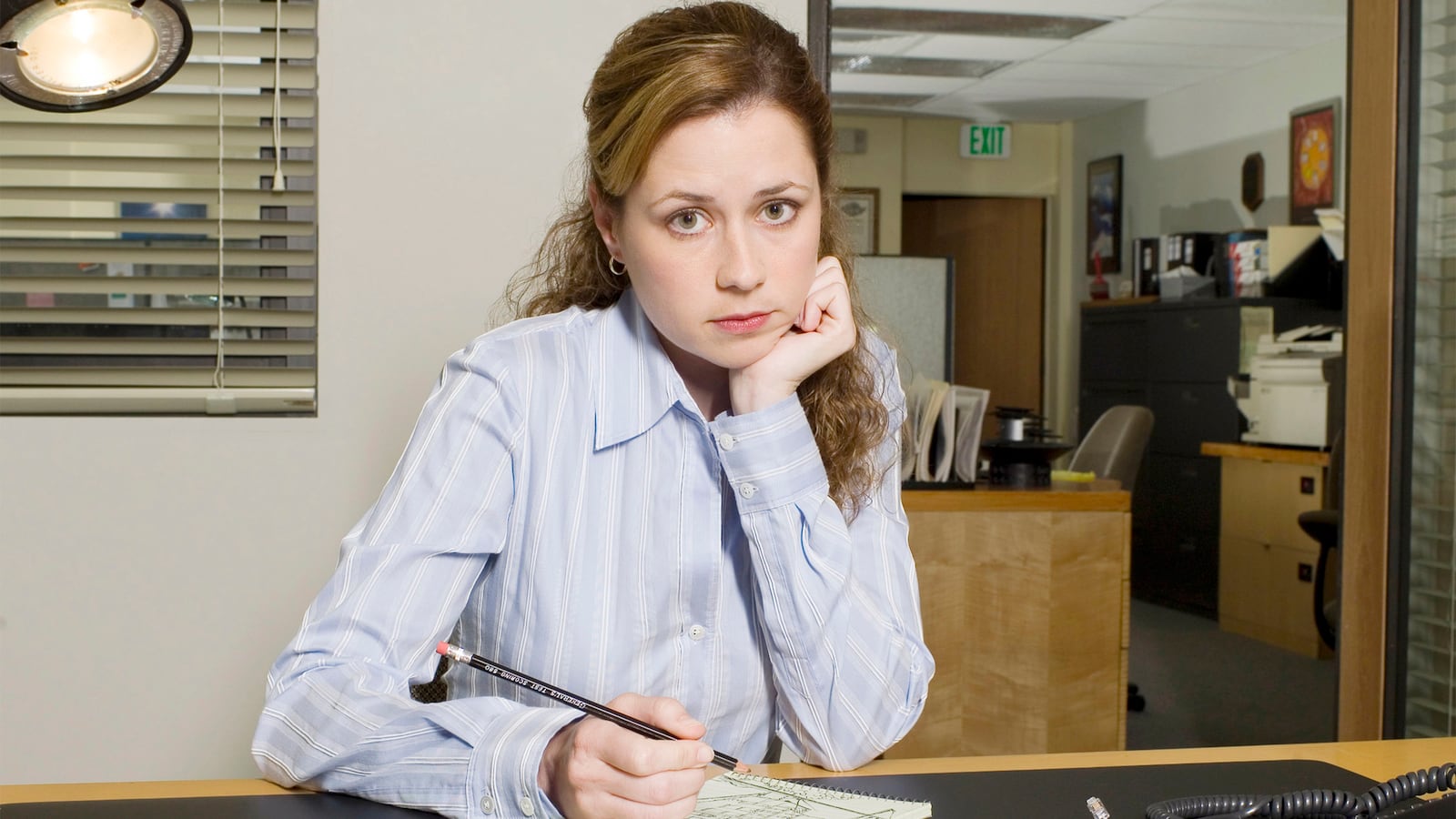 THE OFFICE -- Season 3 -- Pictured: Jenna Fischer as Pam Beesly (Photo by Mitchell Haaseth/NBCU Photo Bank/NBCUniversal via Getty Images via Getty Images)
