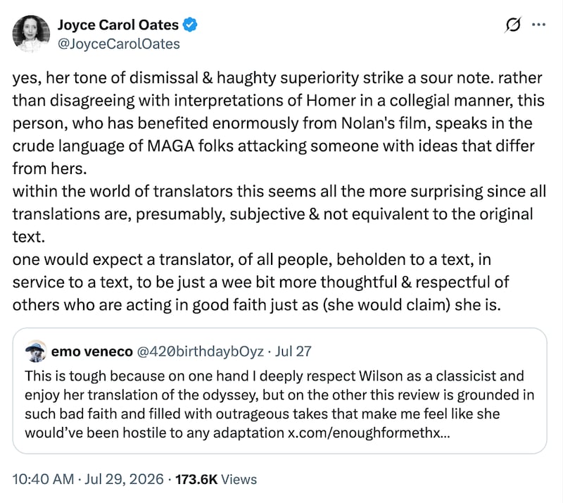 Joyce Carol Oates on X