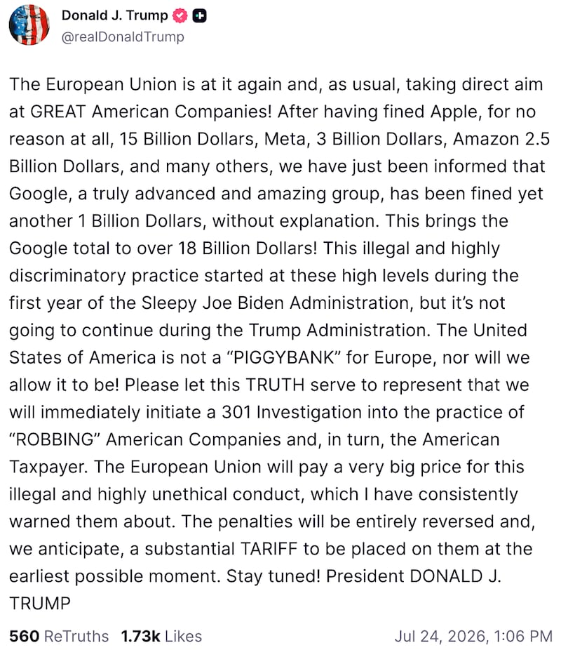 Donald Trump on Truth Social