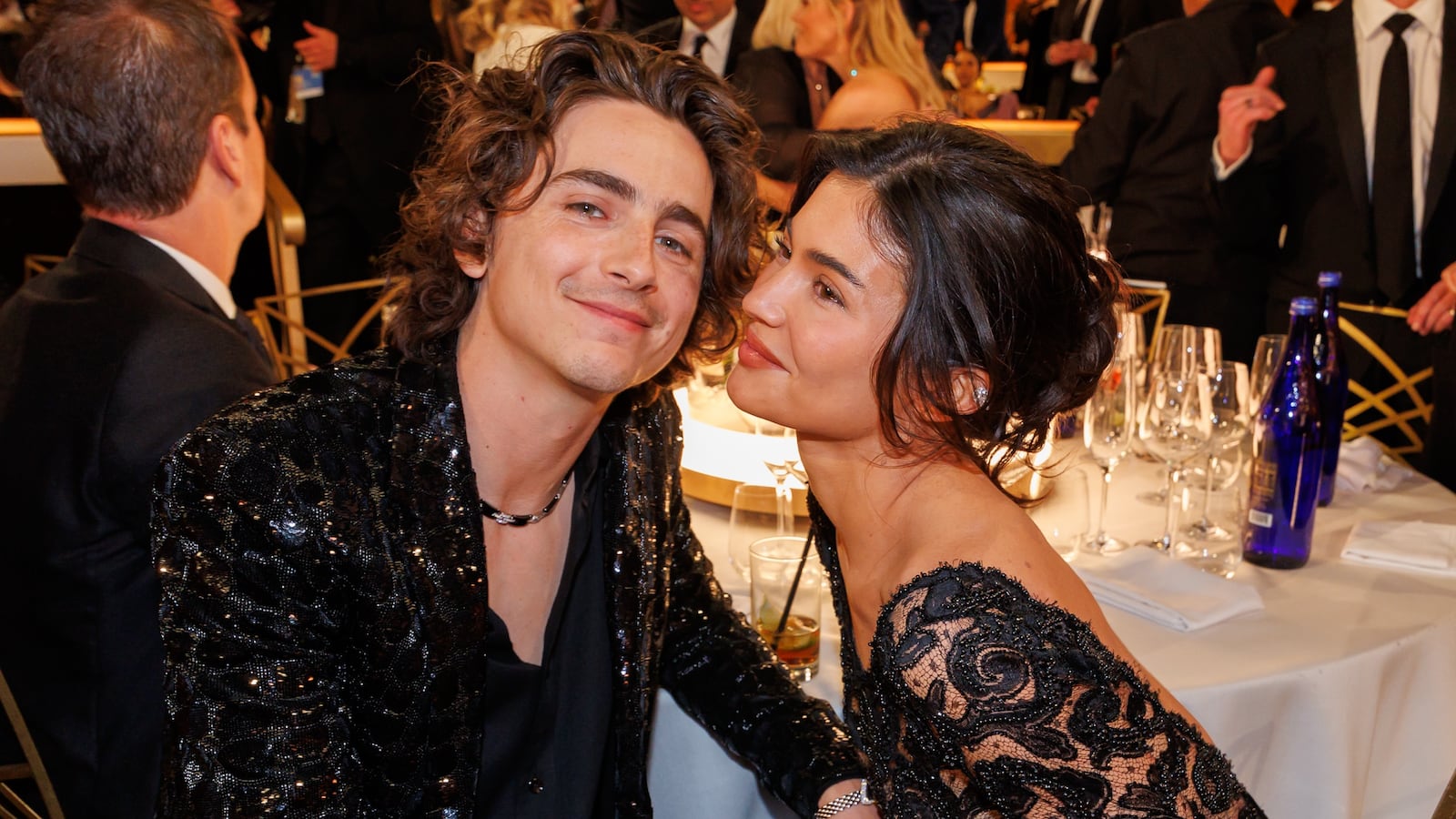 Timothée Chalamet and Kylie Jenner at the Golden Globe Awards