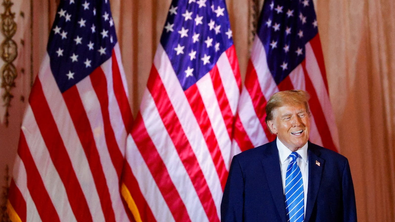 Former President Donald Trump attends a watch party event to mark the Super Tuesday primary elections at his Mar-a-Lago property.