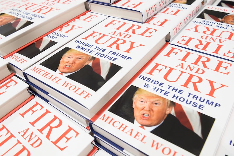 LONDON, ENGLAND - JANUARY 09: One of the first consignments of copies of "Fire and Fury", Michael Wolff's book on President Trump's Presidency is displayed at Waterstones, Piccadilly on January 9, 2018 in London, England. The book is already a bestseller with over a million orders in the US alone. (Photo by Leon Neal/Getty Images)
