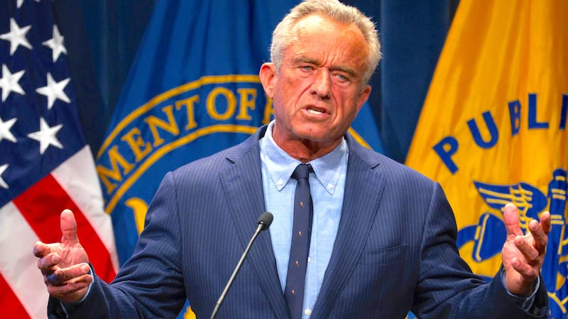 Secretary of Health and Human Services Robert F. Kennedy Jr. speaks during a news conference at the Department of Health and Human Services on April 16, 2025 in Washington, DC.