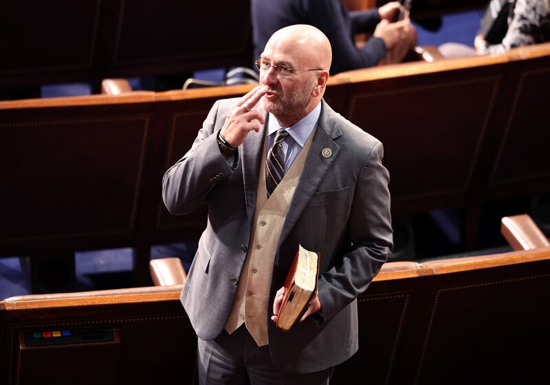 U.S. Rep. Clay Higgins (R-LA) arrives for a joint session of Congress
