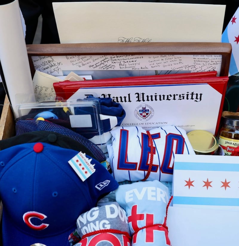 Among the Chicago shirts, hats, and jerseys were letters from migrants who have been detained by ICE.