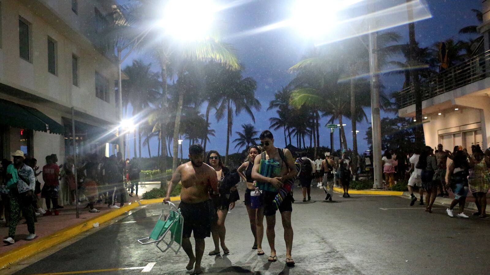 Spring breakers in Miami at night