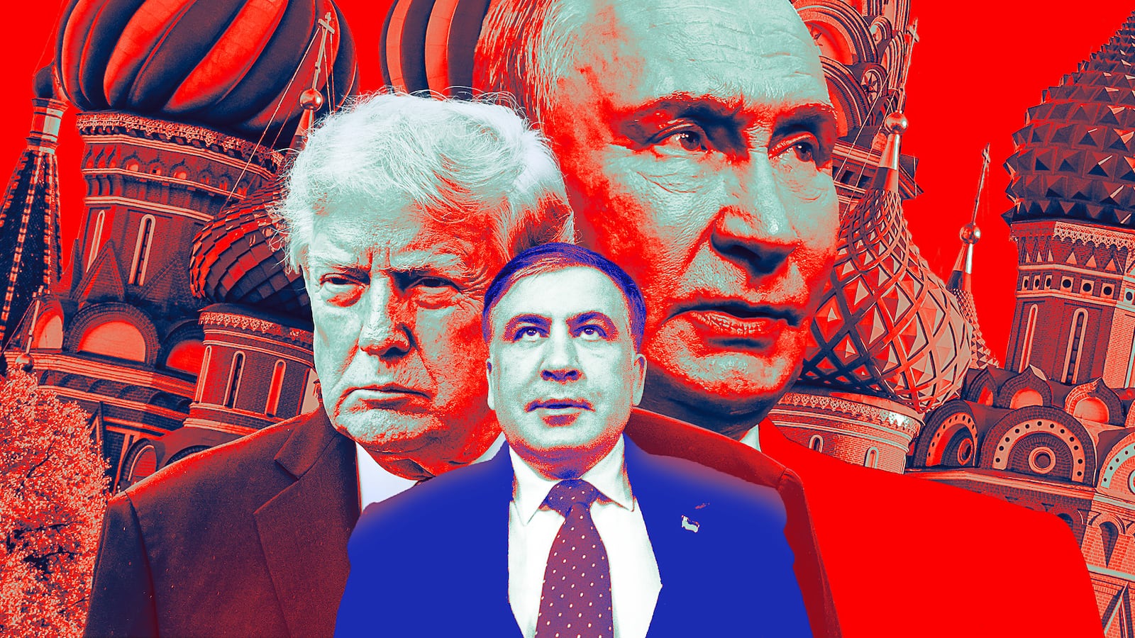 Mikheil Saakashvili, Donald Trump and Vladimir Putin