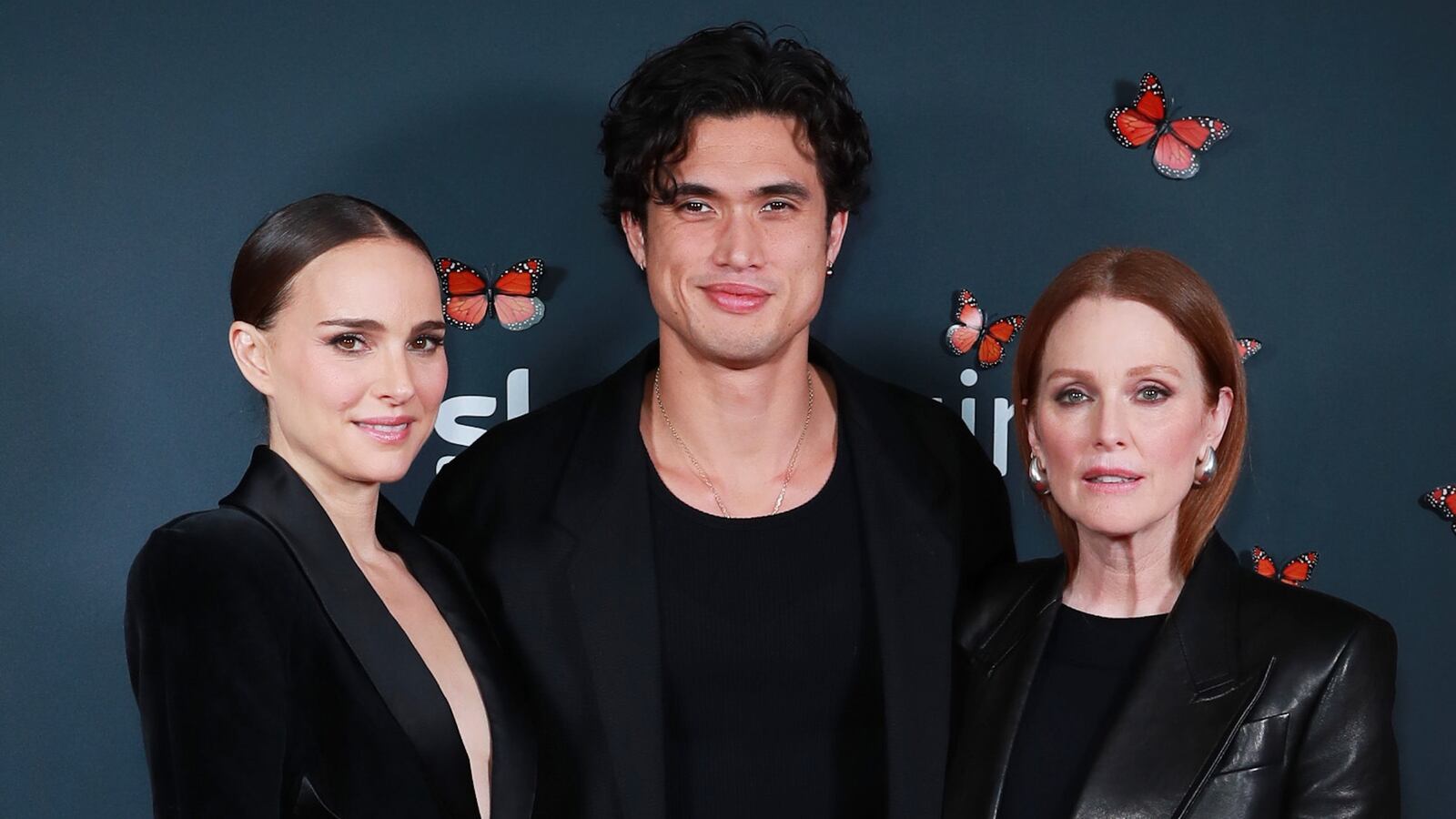 “May December” stars Natalie Portman, Charles Melton, and Julianne Moore