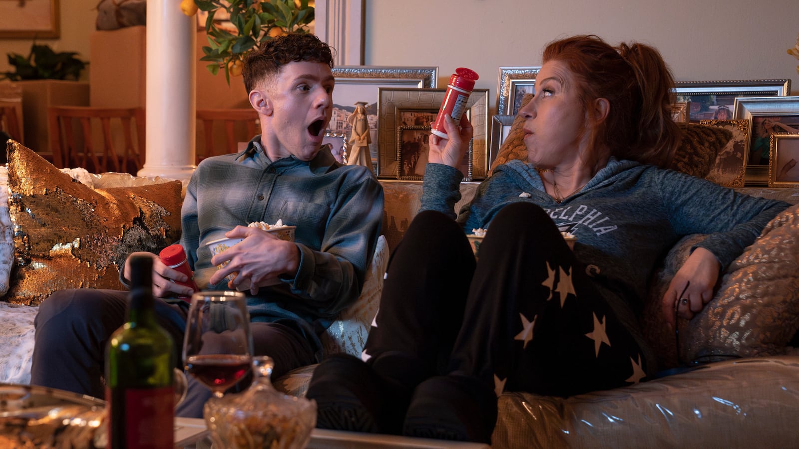 Photo still of Chris Perfetti and Lisa Ann Walter in Abbott Elementary