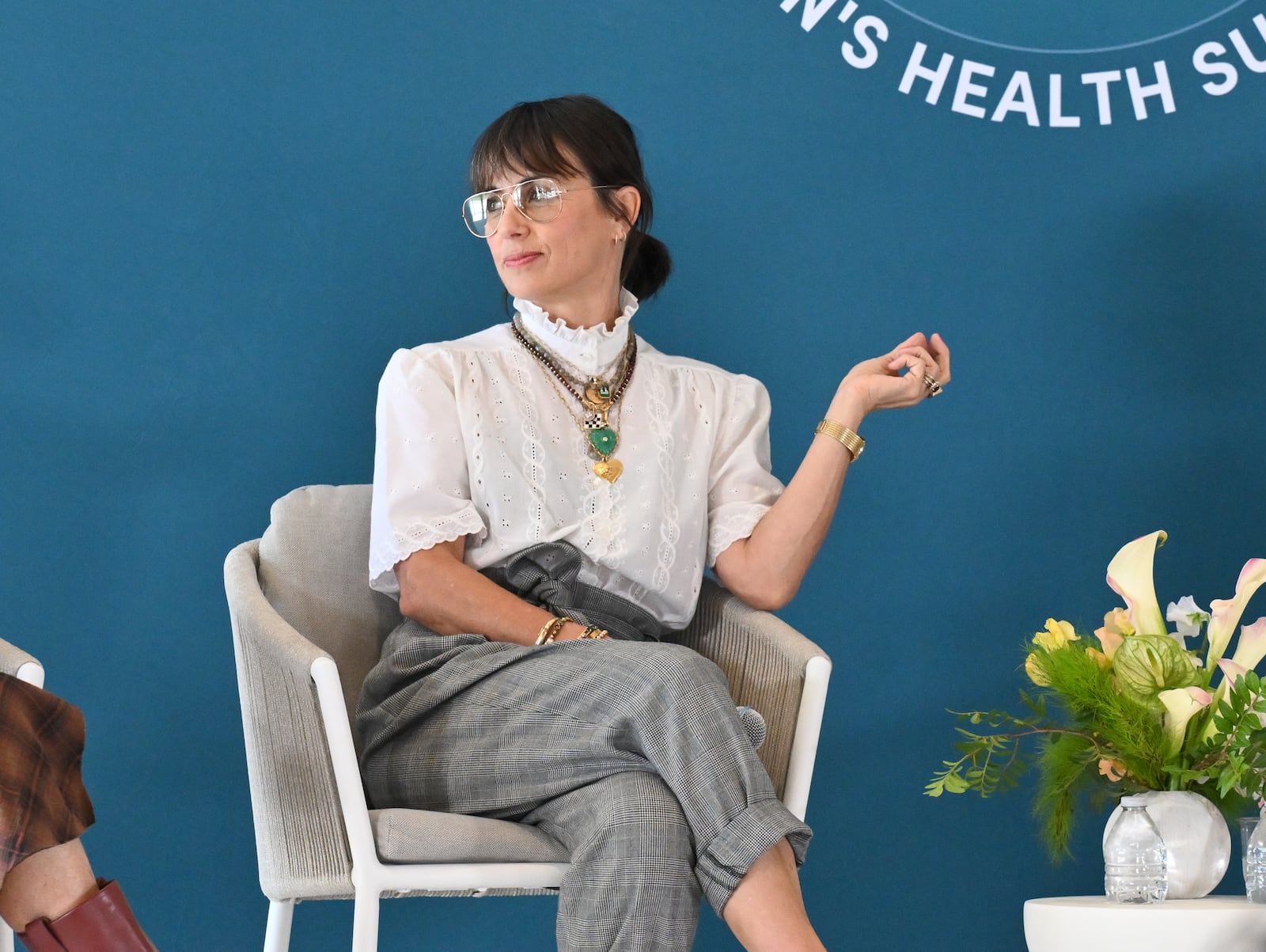Constance Zimmer speaks onstage during a panel at the Flow Space Women's Health Summit on October 9, 2025, in Los Angeles.