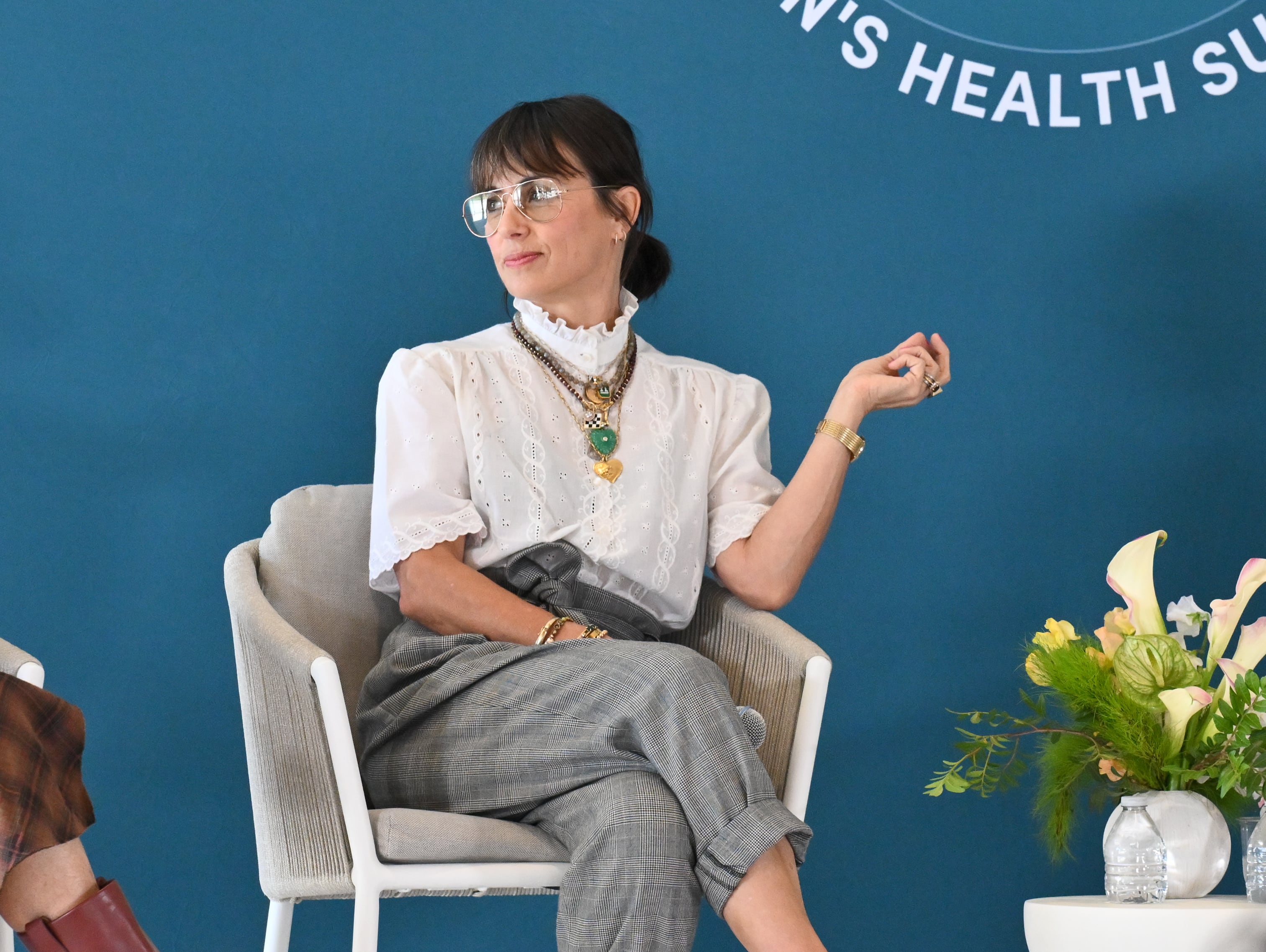Constance Zimmer speaks onstage during a panel at the Flow Space Women's Health Summit on October 9, 2025, in Los Angeles.
