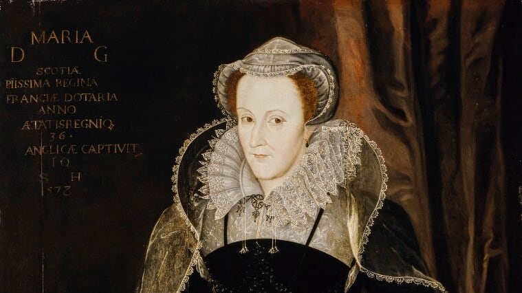 A portrait of Mary I, Queen of Scots.
