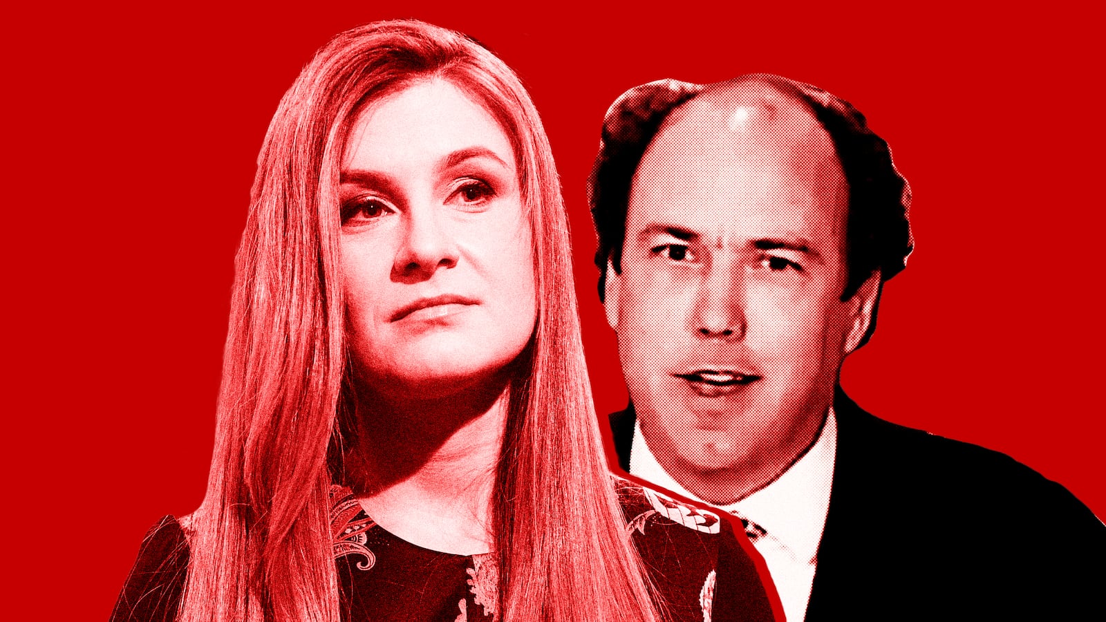 A photo illustration of Maria Butina and Paul Erickson.