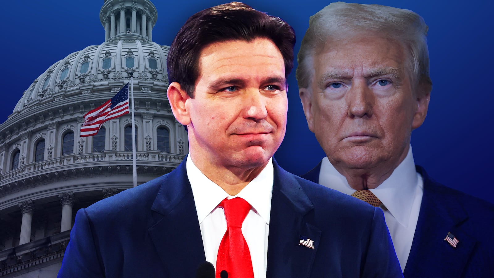 Ron Desantis, Donald Trump illustration