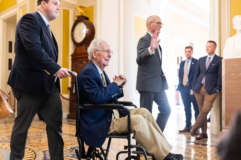 Sen. Mitch McConnell (R-KY) arrives for a vote at the U.S. Capitol on September 14, 2026 in Washington, D.C. This is McConnell’s first public appearance in over 90 days after he recovered from a fall and illness. (Photo by Finn Gomez/Getty Images)