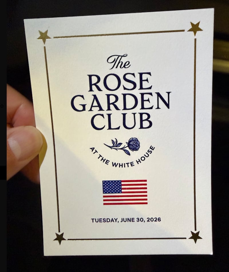 Invite to the Rose Garden Club dinner