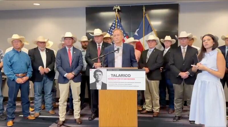 Republican Texas Senate candidate Ken Paxton refused to take questions not about law enforcement at his press conference on July 21 in Fort Worth, TX.
