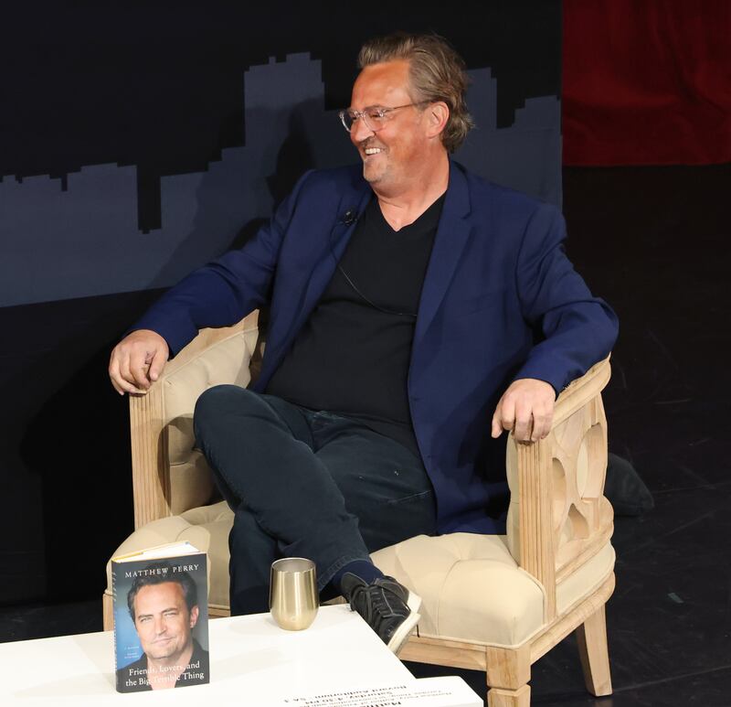 LOS ANGELES, CALIFORNIA - APRIL 22: Matthew Perry appears on stage at the 2023 Los Angeles Times Festival of Books at the University of Southern California on April 22, 2023 in Los Angeles, California.