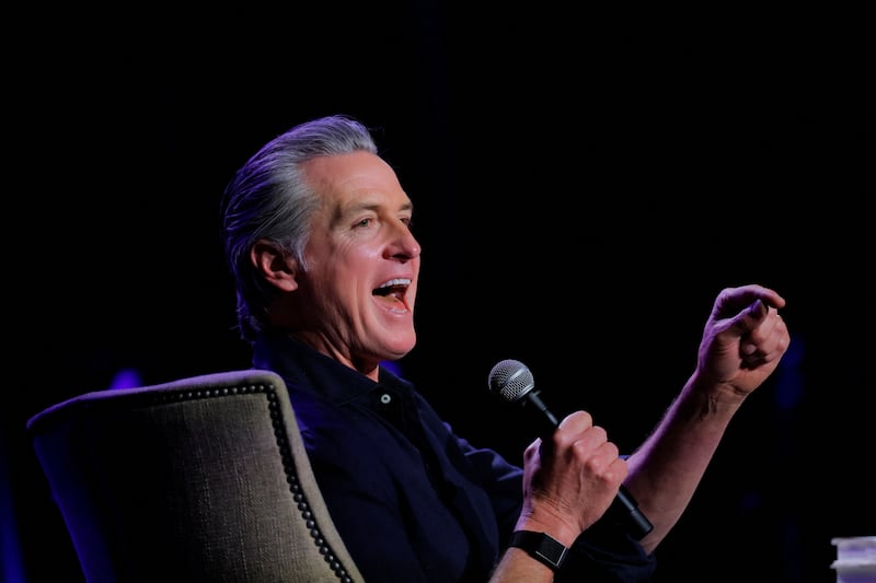 California Governor Gavin Newsom, who is considered a likely contender for the 2028 U.S. presidential election, speaks about his new memoir "Young Man in a Hurry," during a book tour event in the state which traditionally holds the nation's first primary election for president every four years, at The Music Hall inPortsmouth, New Hampshire, U.S., March 5, 2026.