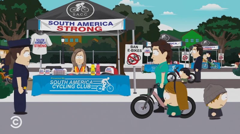 South Park, the town square filled with South America labels