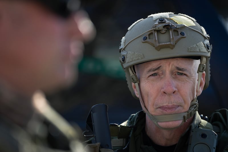 U.S. Border Patrol Chief Gregory Bovino patrols with fellow agents in a predominately Hispanic neighborhood