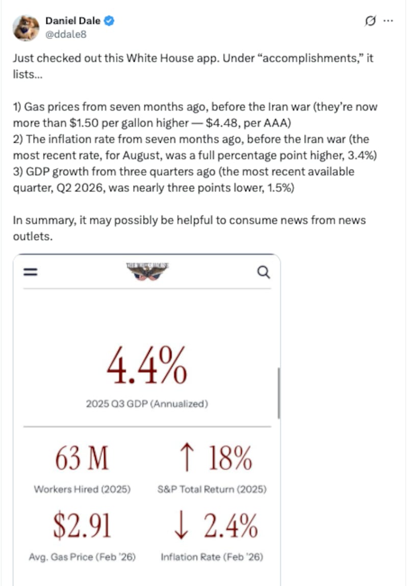The White House app selectively shows facts that boost the president's image.