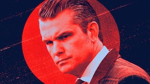 Pete Hegseth in a spotlight.