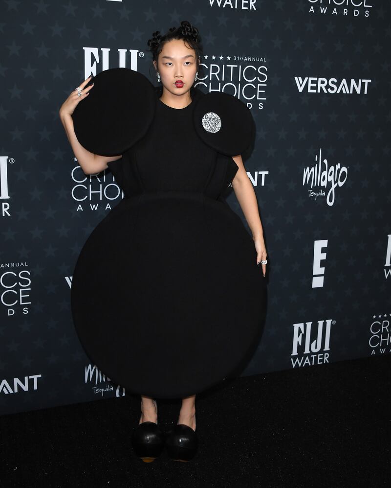 Audrey Nuna arrives at the 31st Annual Critics Choice Awards at Barker Hangar on January 04, 2026 in Santa Monica, California.