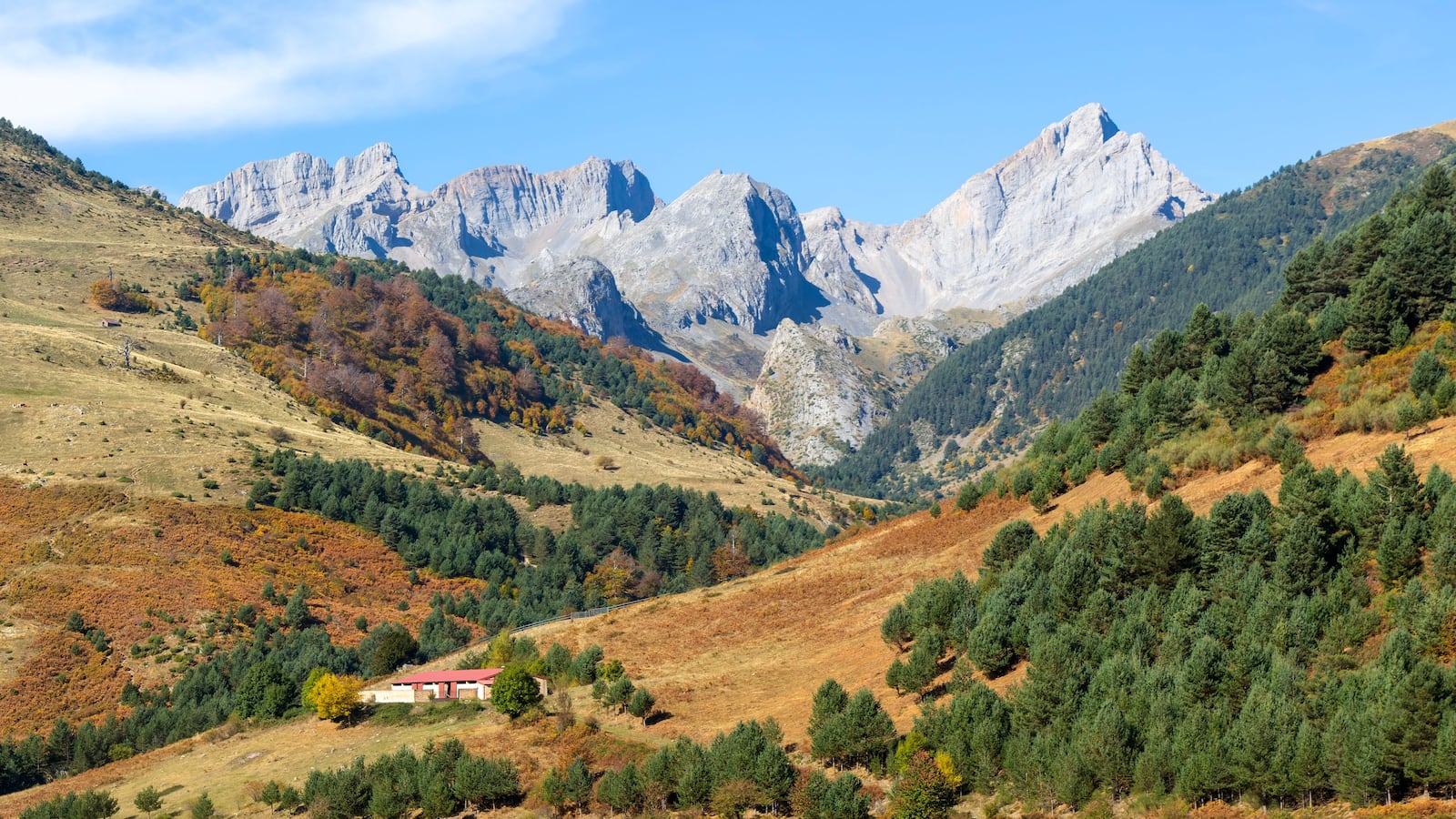 Mountain landscape Guarrinza - La Mina, Aragon Subordan river valley, Parque Natural Valles Occidentales, Hecho, Pyrenees Mountains, Aragon, Spain. (Photo by: Geography Photos/Universal Images Group via Getty Images)