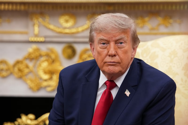 WASHINGTON, DC - JULY 14: U.S. President Donald Trump looks on during a bilateral meeting with the Prime Minister of Iraq Ali al-Zaidi, in the Oval Office of the White House on July 14, 2026 in Washington, DC. In his first foreign trip since taking office, Zaidi is visiting the White House to hold talks on U.S. investment into the Iraqi economy amid instability in the region. (Photo by Andrew Harnik/Getty Images)
