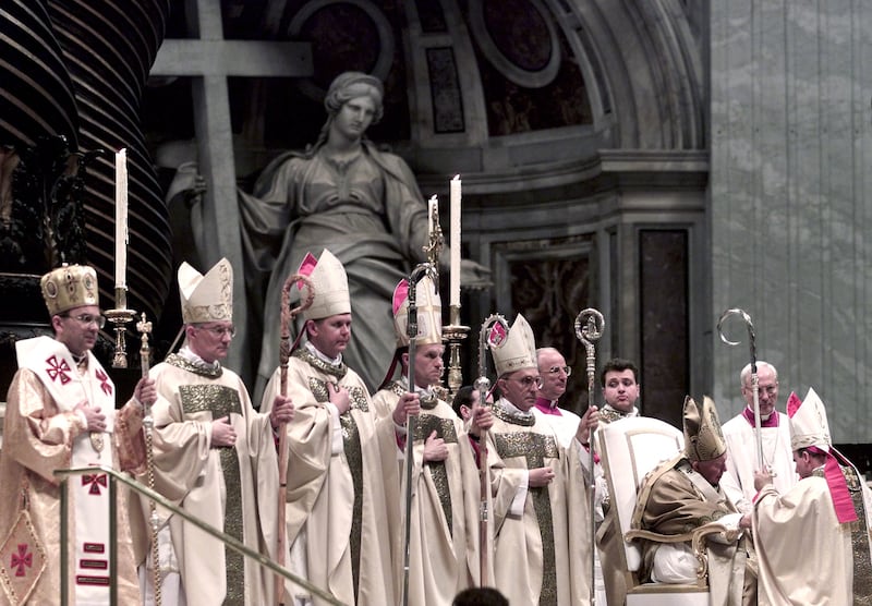Timothy Broglio is ordained by Pope John Paul II in 2001. REUTERS.