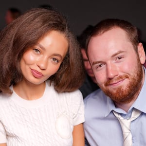 Nico Parker, Cooper Hoffman at the Christian Dior fashion show as part of Spring/Summer 2026 Paris Fashion Week held at Les Tuileries on October 01, 2025 in Paris, France.