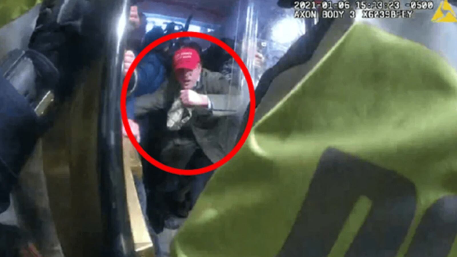 Body camera footage shows Federico Klein attempting to breach the police line and enter the Capitol.